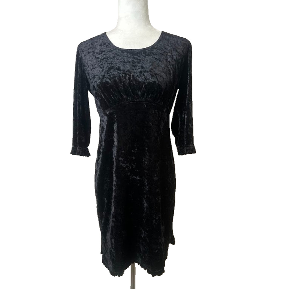 Vintage Brett Alixander Y2K Babydoll Velvet Dress 6 Black Whimsigoth Witchy Goth